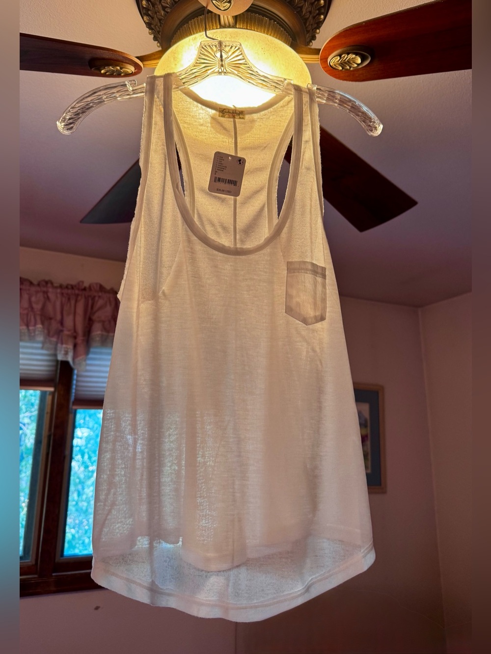 Free People Intimately Racerback Pocket Tank Top - Ivory Sz S NEW